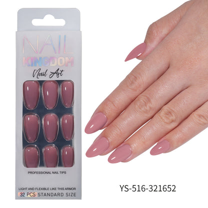 Press on nails Advanced Aurora Fine Flash Almond Short Nail Film Removable Fake Nail Prefabricated Solid Color  Nail Art Wholesale
