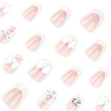 White three-dimensional bow short method white simple press-on nails