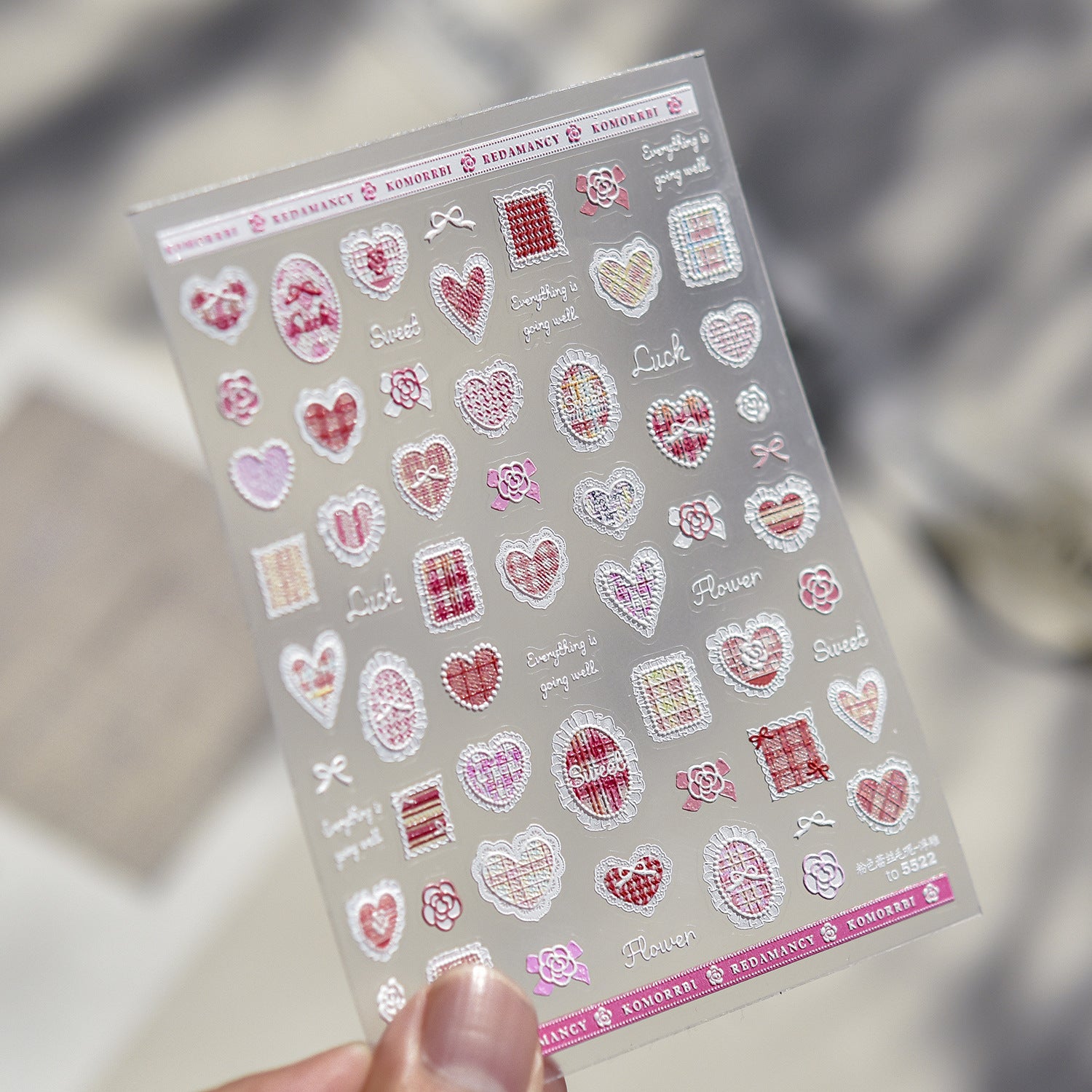 Lace Heart Collection: "Sweet Lace" – 3D Embossed Nail Sticker