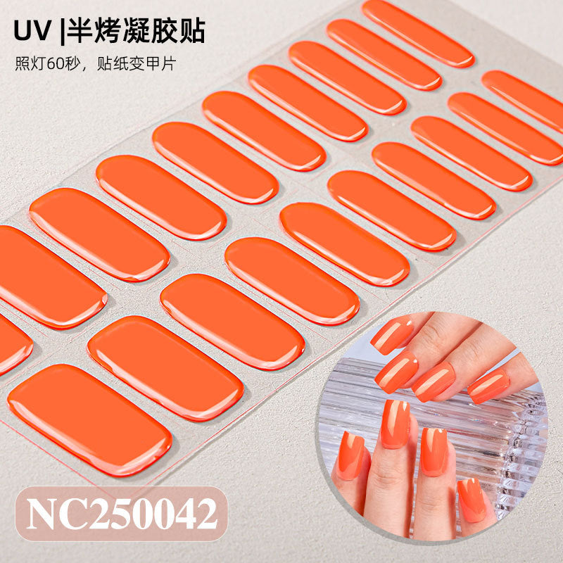 Semi-Cured Gel Nail Strips Solid Color Glossy Classic Design (MOQ=3)