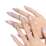 Hermosas uñas postizas de dibujos animados kawaii de chica, uñas hechas a mano | 365nails