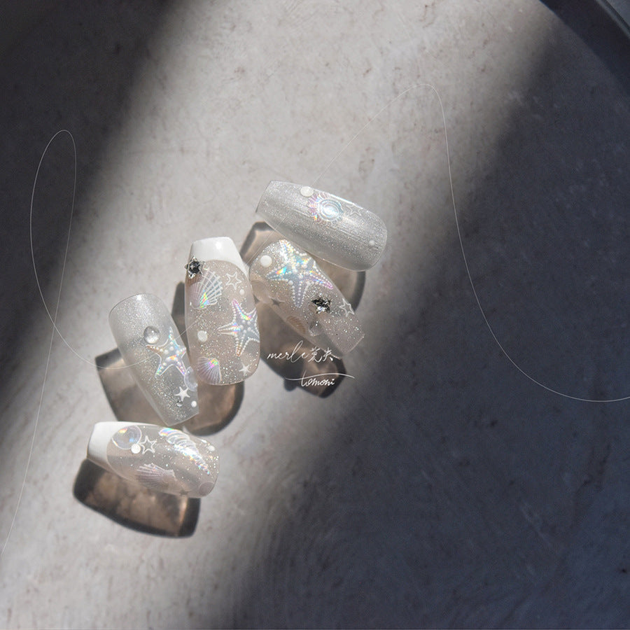 Holographic Seashell Star – Ocean Dream Nail Art Stickers