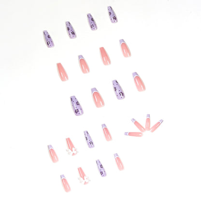 Ice-permeable taro flower French  art finished  nail art patch removable nail wear ｜365nails