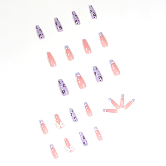 Ice-permeable taro flower French  art finished  nail art patch removable nail wear ｜365nails