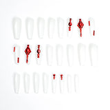 Long Ballet Branco Vermelho Empilhado Diamante Unhas Peças Acabadas Unhas Atacado Patches de Unha s｜365nails