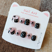 365nails: 圓點調皮小貓 – 短款圓形手工製兒童穿戴甲