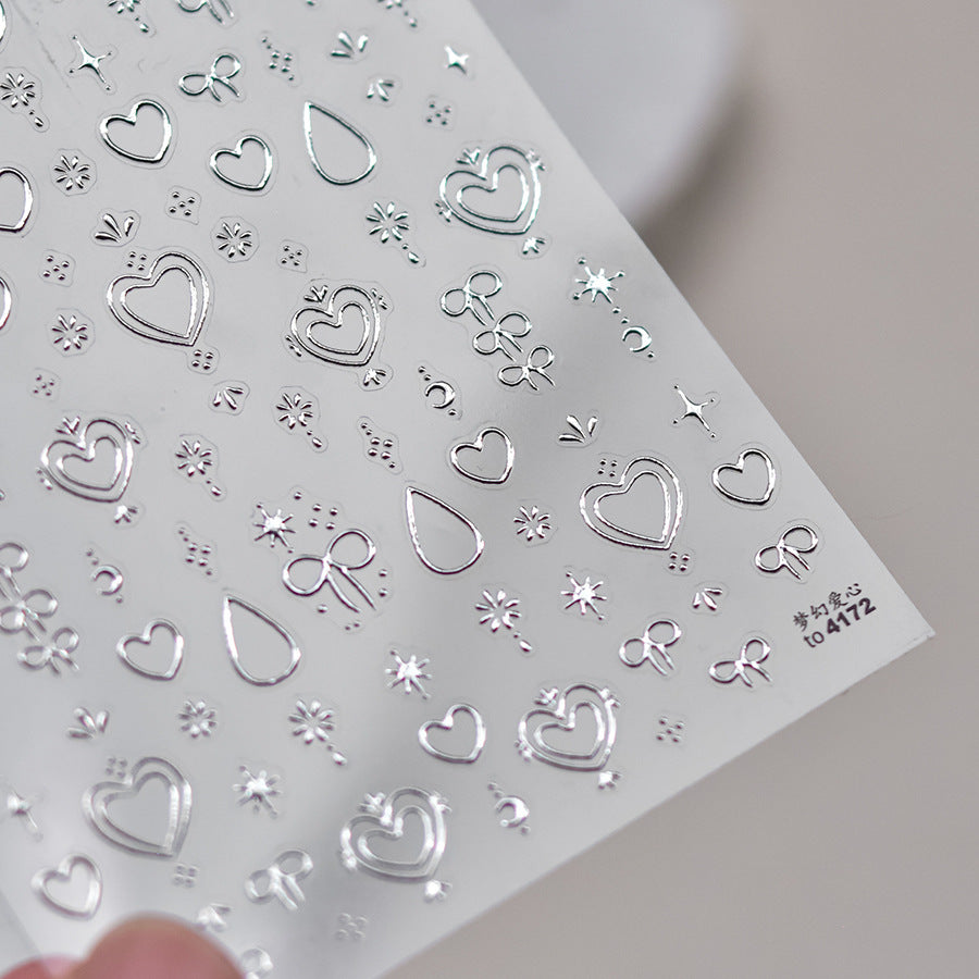 Royal Heart Collection: "Enamel Gold" – 3D Metallic Nail Sticker