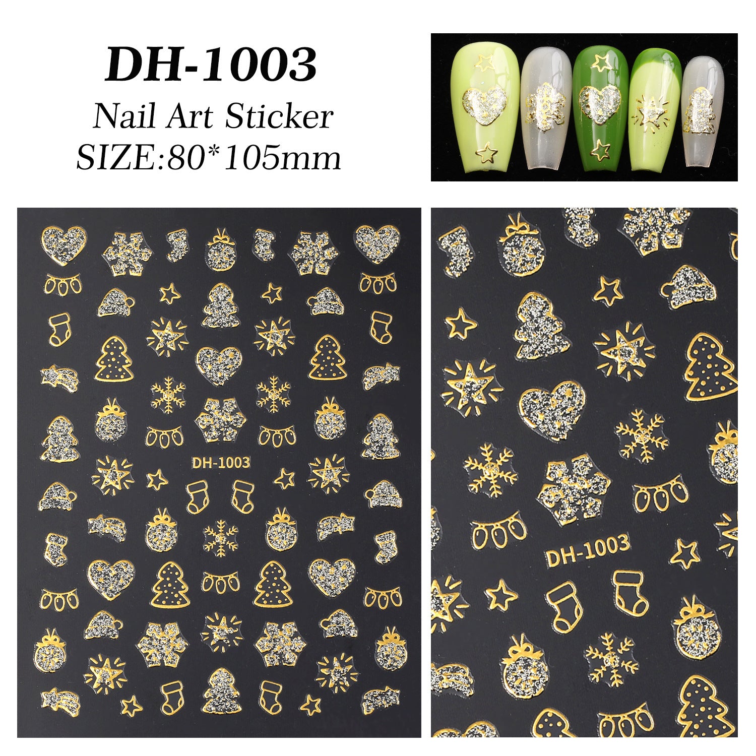 古銅亮粉聖誕指甲貼 — 平面黏貼式 雪人 DIY 指甲裝飾 DH