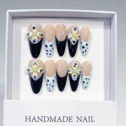 Wild Leopard Series: "Daisy Leopard" – Almond Handmade Press-on Nails