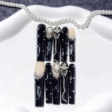 Dark Gothic Pearl Butterfly Luxe Press On Nails