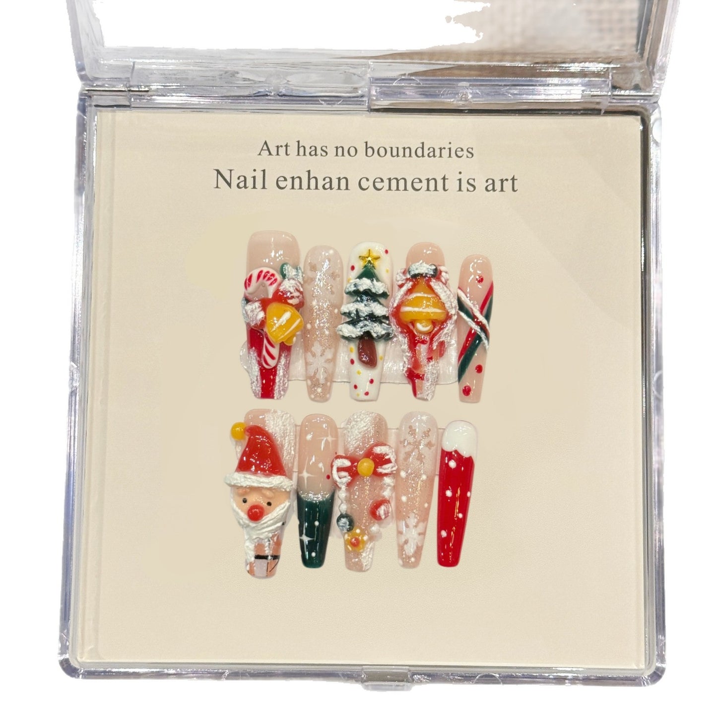 Festive Santa Candy Christmas Winter Nails