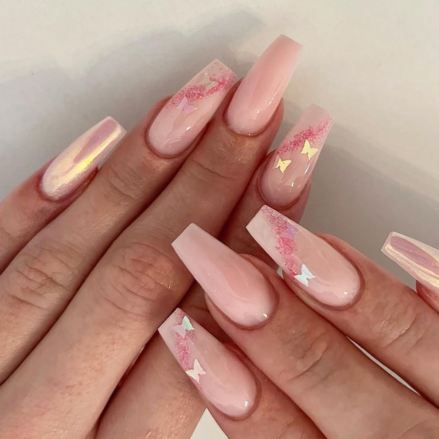 Ongles French nude blanchissants art, faux ongles tendance célébrités ins, ongles press-on amovibles, film ongles, produit fini vente en gros｜365nails