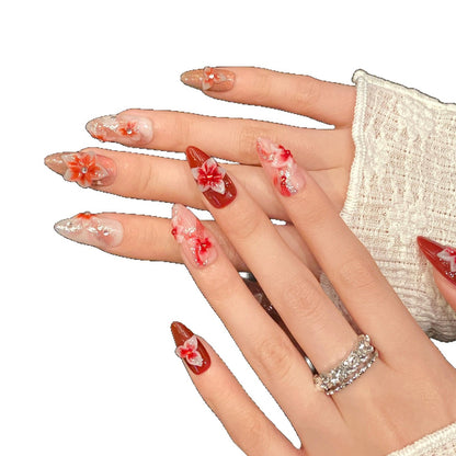 Devil flower three-dimensional carving and painting handmade flower ice flower almond big bared flower handmade nails | 365nails