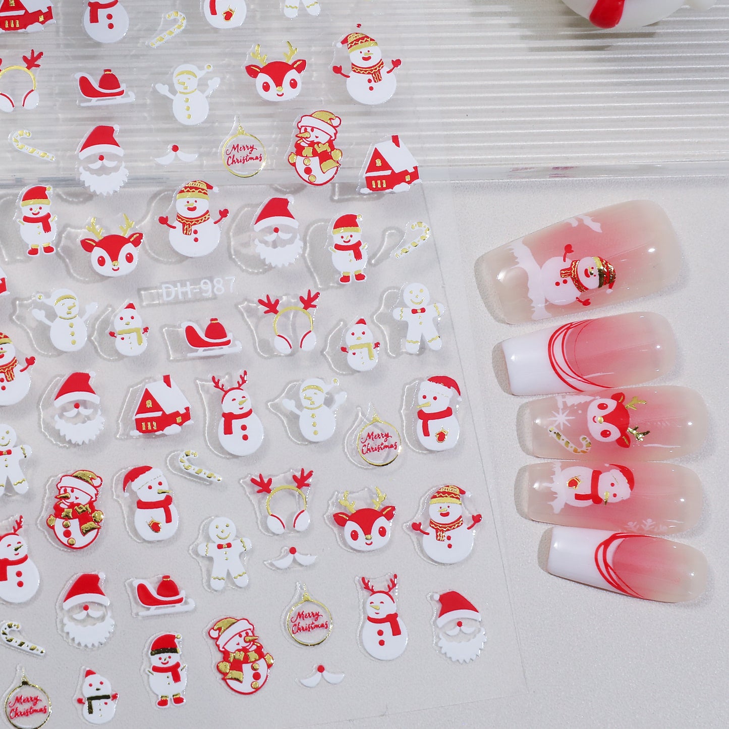 Cute Christmas Snowman Nail Art Sticker Flat Adhesive Christmas Snowman Little Penguin DIY Nail Sticker DH