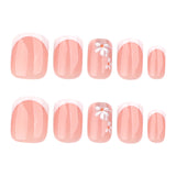 Unhas curtas quadradas brancas francesas 3D margarida ins flor de vento manicure primavera e verão pequenas unhas postiças novas｜365nails