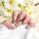 Uñas postizas de tulipán pintadas a mano, pequeñas y frescas, de edición limitada de primavera, con diseño de ojo de gato, uñas postizas hechas a mano, uñas extraíbles al por mayor | 365nails