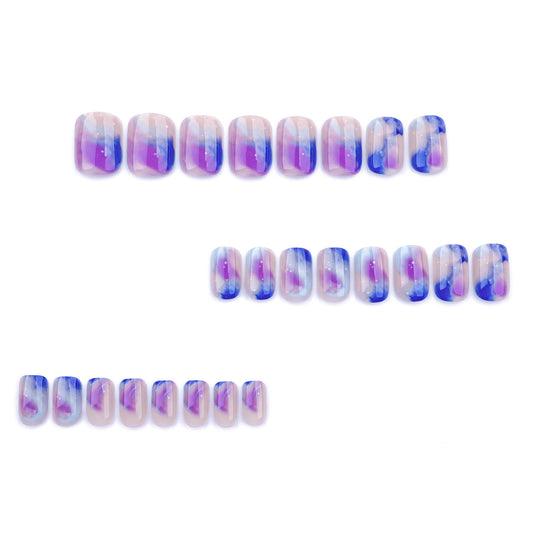 Short Short Round Wearing Nail Pads Wholesale Color Smudge Nail Art False Nails Galaxy Star Nail Art Nail Patch｜365nails