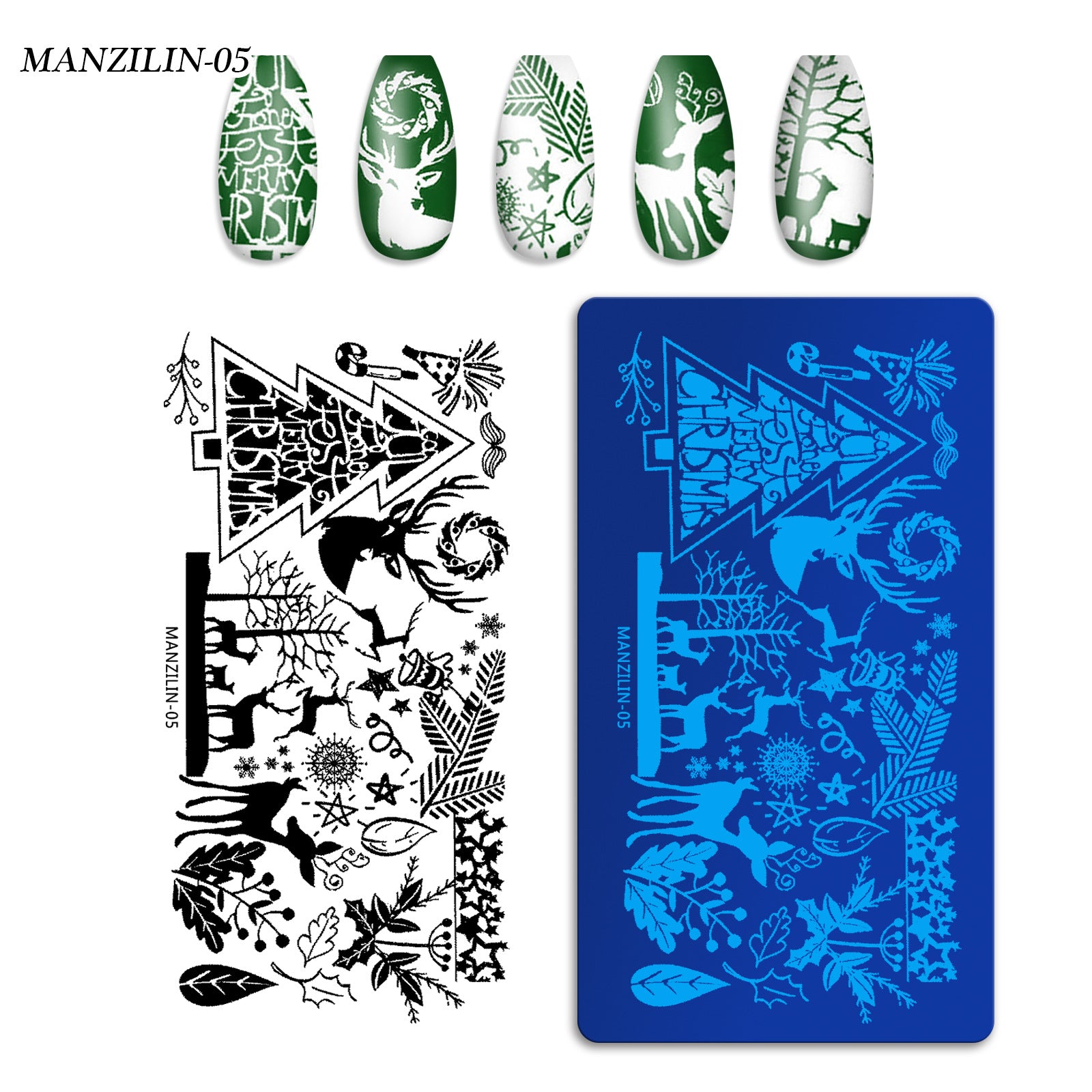 Christmas Nail Stamping Plate Set with Festive Holiday Designs (MOQ=3)