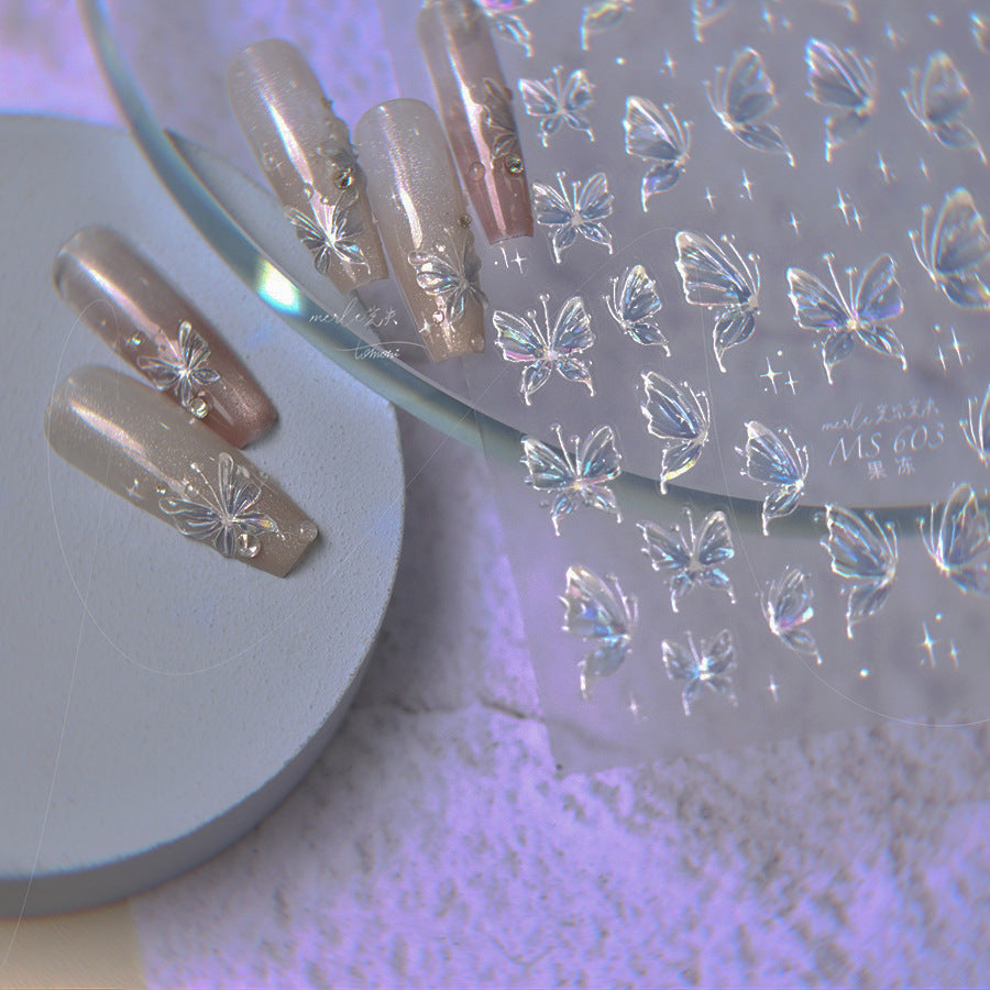冰藍蝴蝶系列：「水晶冰藍蝴蝶」— 3D立體浮雕甲貼