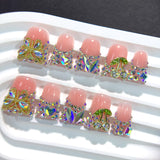 Pink Jelly Nails with Butterfly and Cherry Crystal Charms