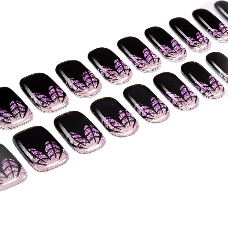 Semi-Cured Gel Nail Strips Halloween Glow Gothic Spiderweb Ghost Design (MOQ=3)