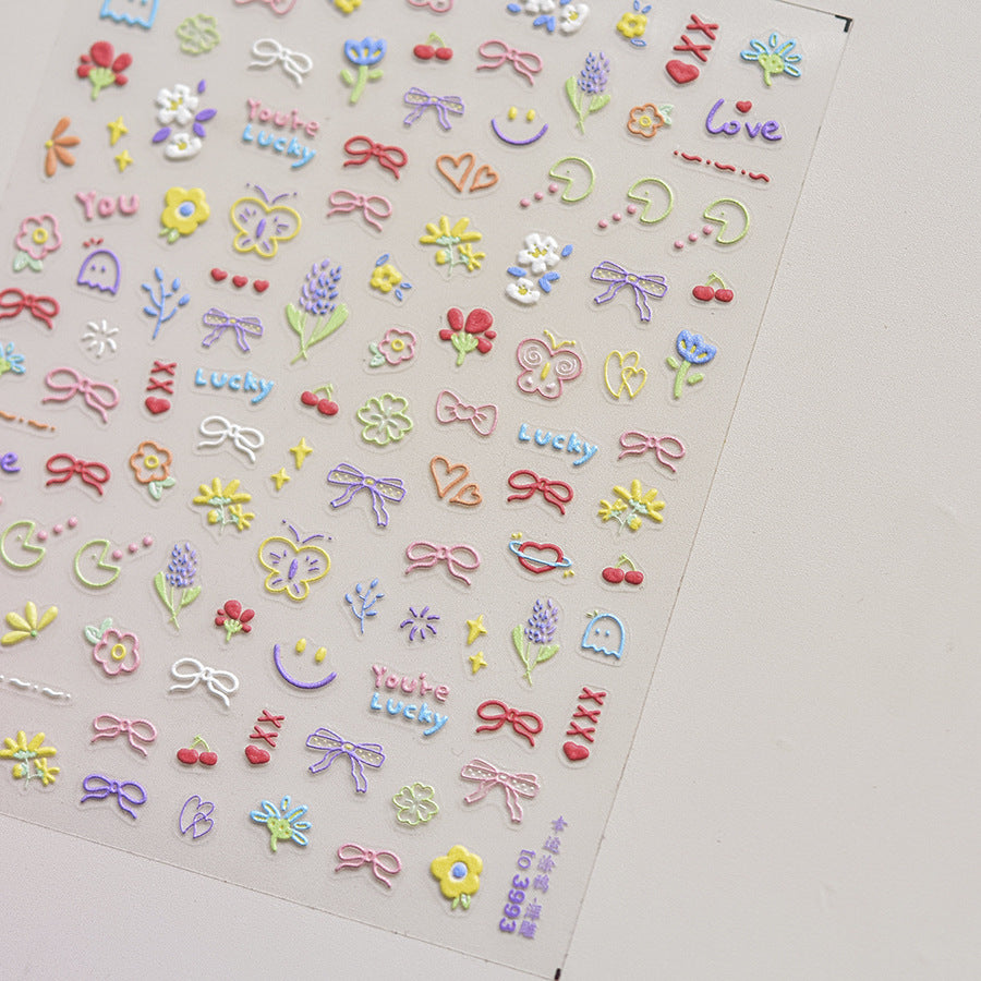 365nails: "Porte-bonheur mignon au trait pastel" – Stickers pour ongles