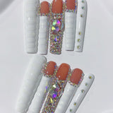 White Crystal Luxe French Press On Nail Set