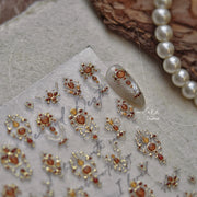 Gold Amber Vintage Ornate Frame: "Baroque Amber Jewel" – 5D Embossed Nail Sticker