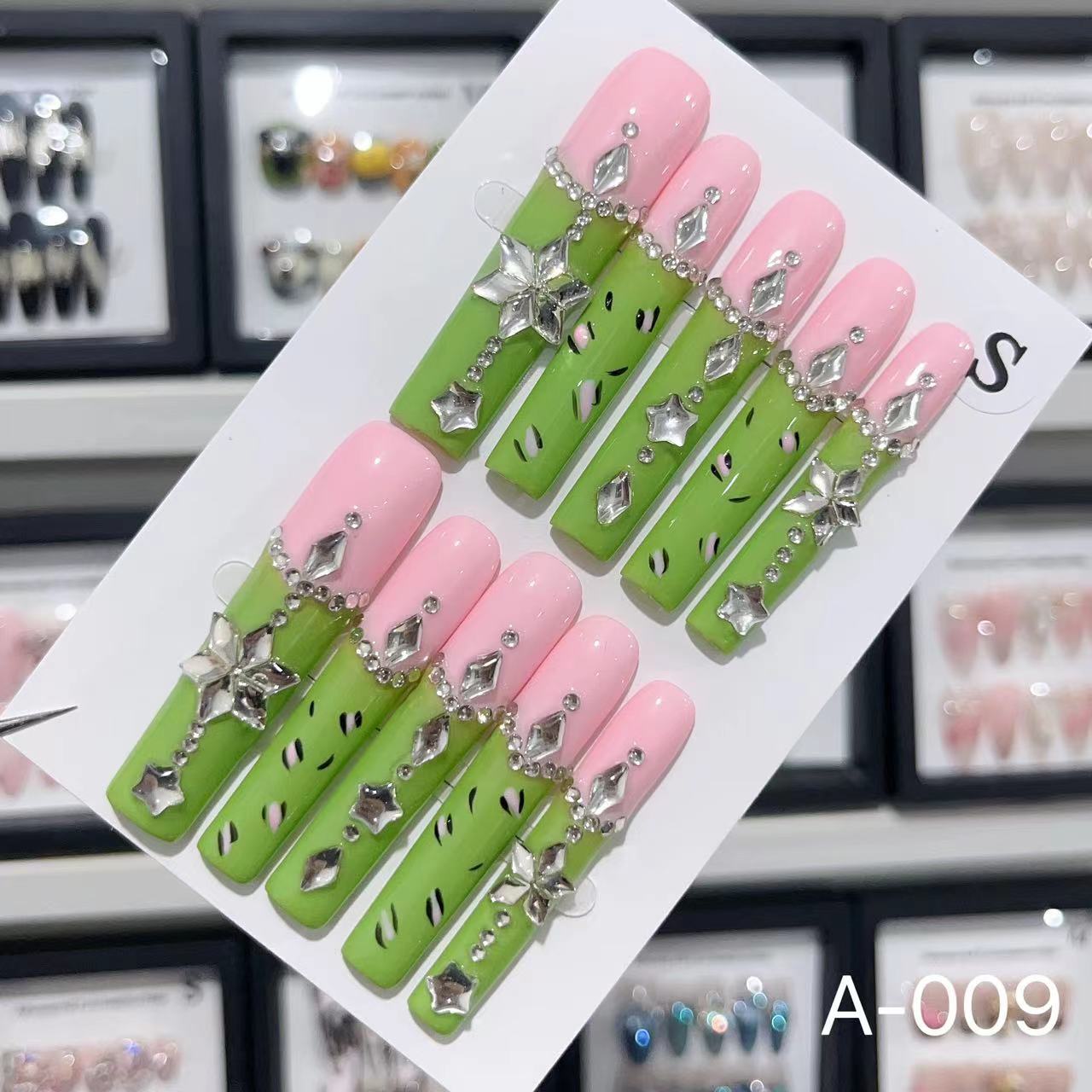 Extra Long 5.5cm Water Pipe Press-On Nails | Handmade Collection | Round Shape