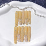 Amber Pearl Crystal Accent Statement Press On Nails