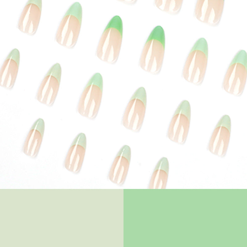 綠色法式成品穿戴甲（可拆卸）｜365nails
