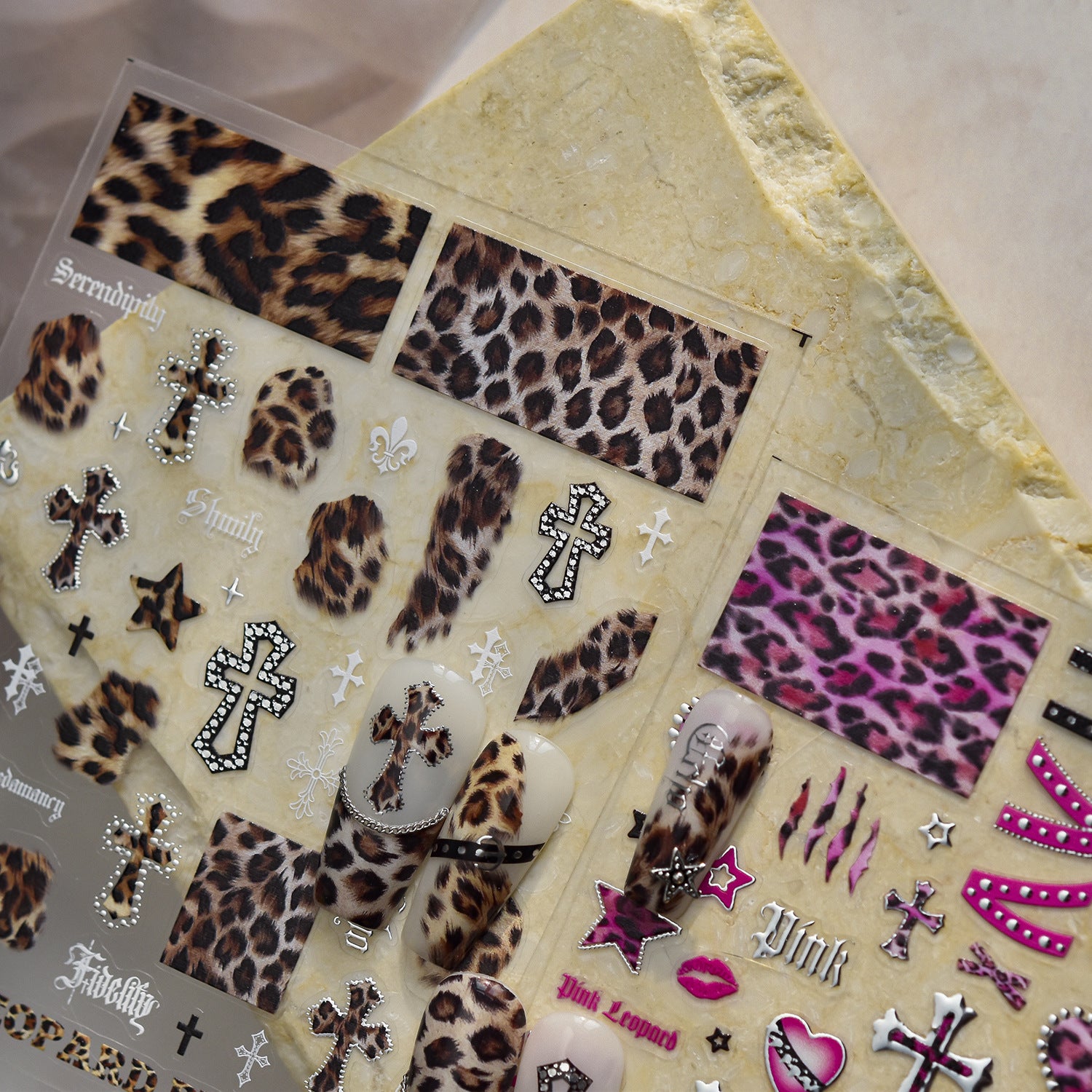 Y2K Leopard Collection: "Edgy Leopard" – 3D Embossed Nail Sticker