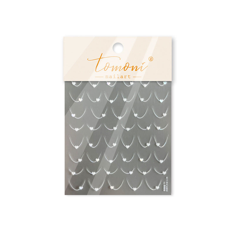 Minimalist Smile Line Collection: "Pearl Smile" – 3D Holographic Nail Sticker
