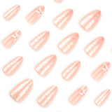 New summer products, white fresh flower manicure, fake nails, almond-shaped wearable nail pieces, wearable nail wholesale｜365nails