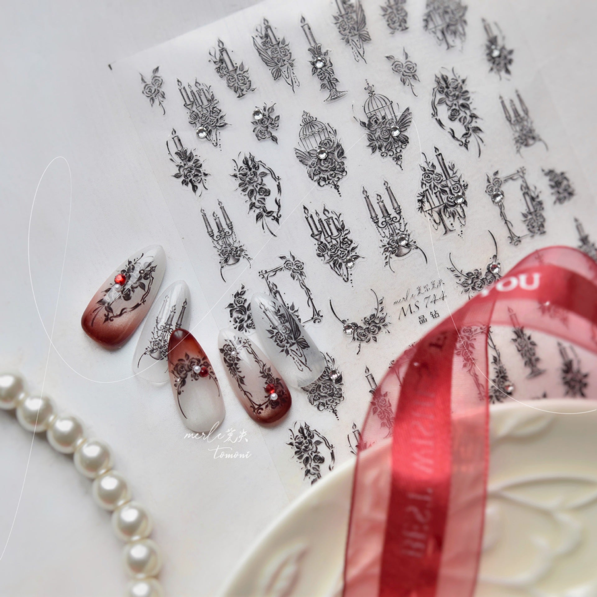 365nails: "Gothic Vintage Black Rose" – nail art stickers