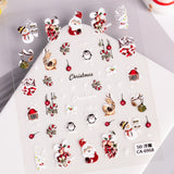 Christmas Themed Nail Art Sticker 5D Embossed Three-dimensional Santa Elk Nail Sticker Ornament CA