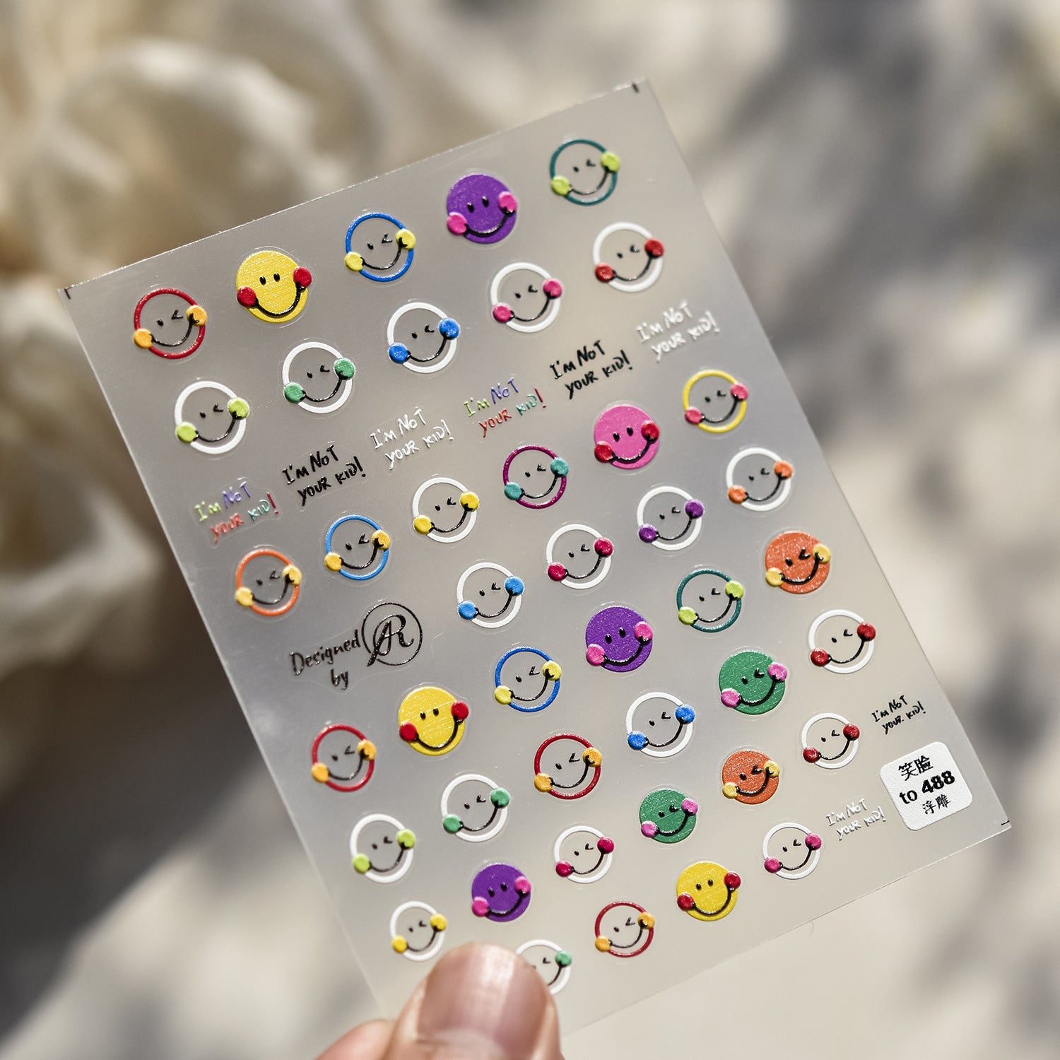 Rainbow Smiley Collection: "Happy Day" – 3D Embossed Nail Sticker