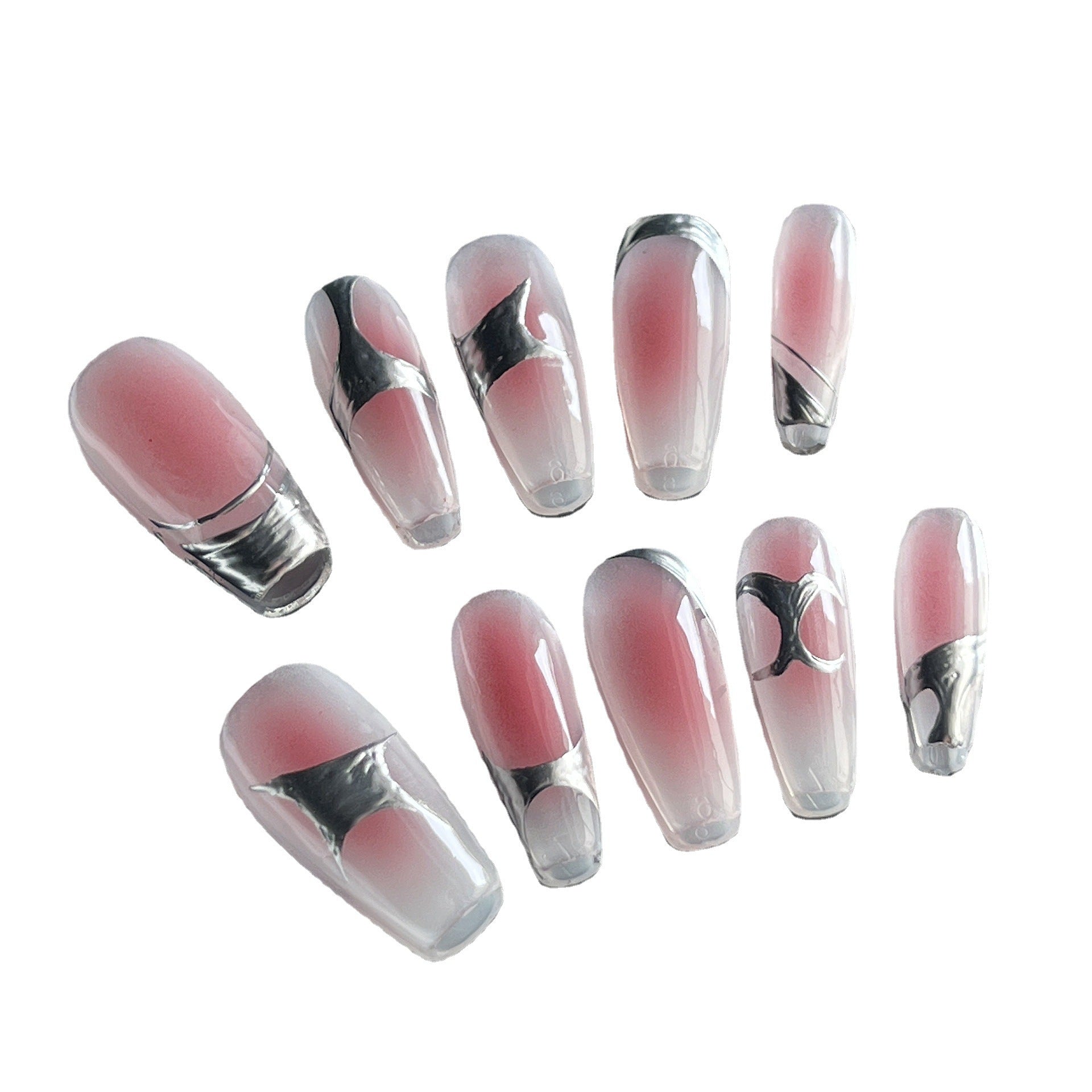 365nails: "Pink Mist Silver" – Unhas Postiças Artesanais Long Coffin