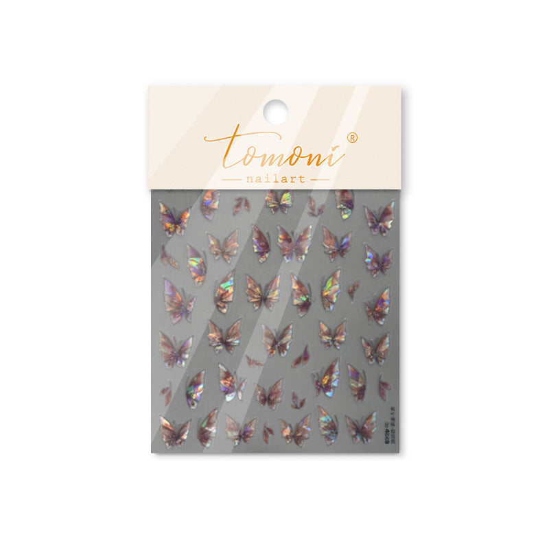 Iridescent Butterfly Collection: "Holographic Flutter" – 3D Embossed Nail Sticker