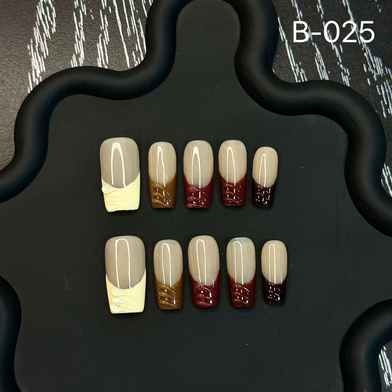 365nails: "Caramel Drip" – Unhas Quadradas Francesas em Formato C Artesanais e Degradê