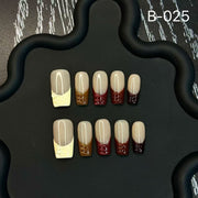 365nails: "Caramel Drip" – Unhas Quadradas Francesas em Formato C Artesanais e Degradê