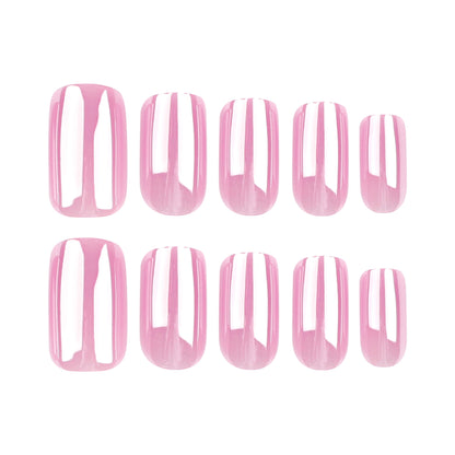 new nail art nail film coating Japanese sweet pink solid color wearing nail short rectangular nail fake nail film｜365nails
