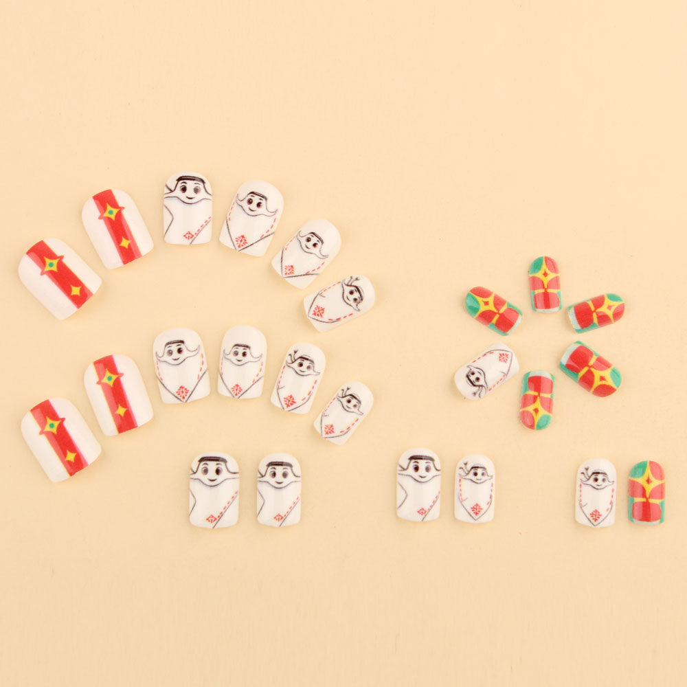 World Cup Qatar Mascot La'eeb Football Press-On Nails (Cute/24pcs/Short Square)