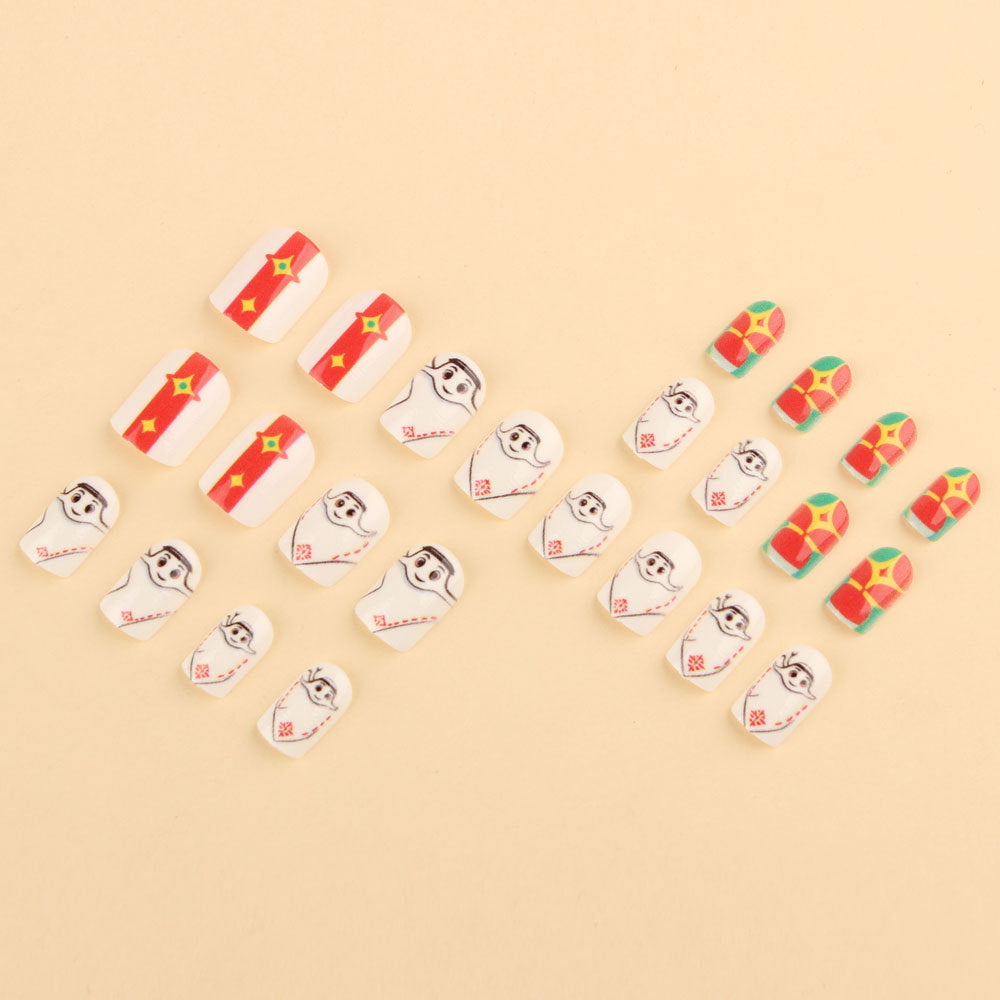 World Cup Qatar Mascot La'eeb Football Press-On Nails (Cute/24pcs/Short Square)
