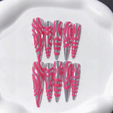 Hot Pink Metallic Wave Statement Press On Nails