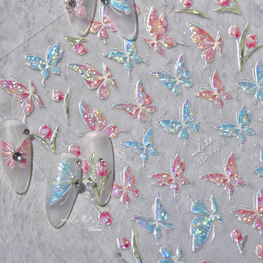 365nails: "Metallic Butterfly and Tulip" – nail art stickers