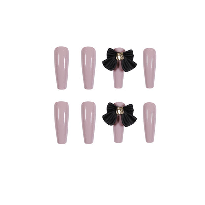 Long Ballet Wear Nail Finished Long Taro Purple Bow False Nail Nail Patch Nail Patch Removable｜365nails