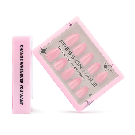 30 pieces of pink solid color press-on nails advanced sense box gel manicure fake nail short wearable nail customization｜365nails