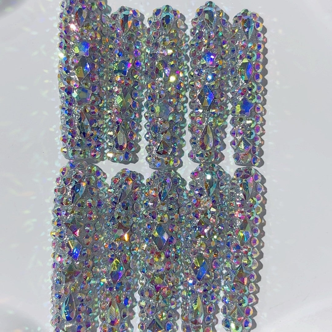 Ultra Sparkle Extra Long Crystal Press On Nails