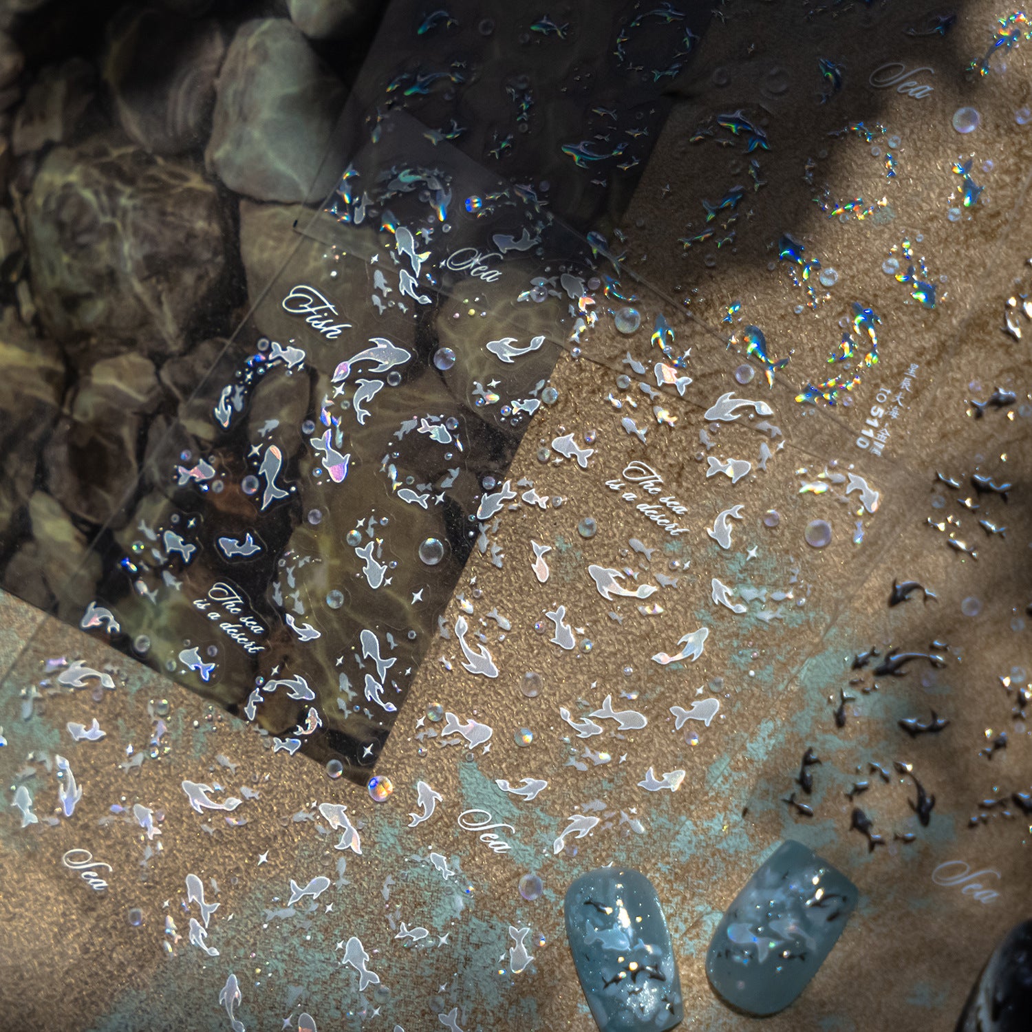 Holographic Fish Collection: "Iridescent Sea Fish" – 3D Embossed Nail Sticker